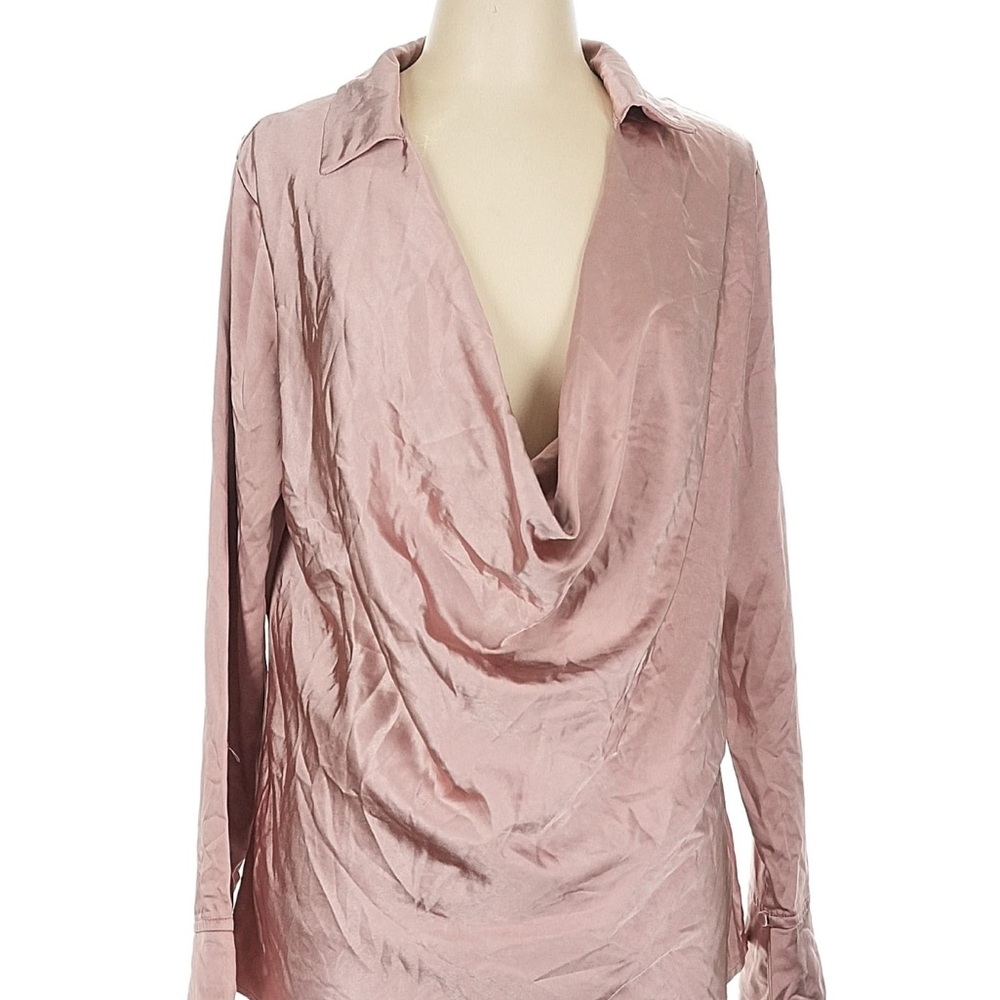 Revolve Elegant Pink Drape Neck Blouse
